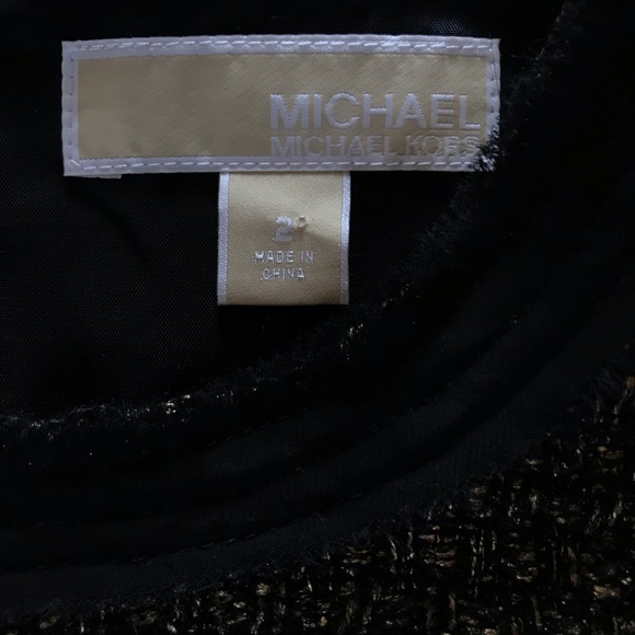 Michael Kors Black and Gold Sleeveless Wool Dress - Picture 8 of 10